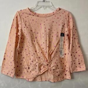 Okie Dokie Girls 2t Pink Heart Print Long-Sleeved Wrap-Style Shirt NWT! A1519